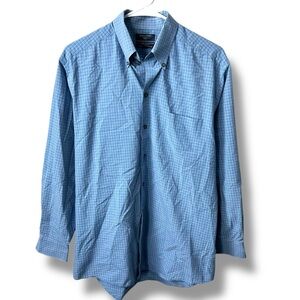 Docker Shirt Size M 15.5 32/33 Blue Plaid Longsleeve Button Down